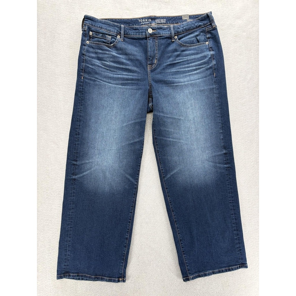 Torrid Perfect Wide Leg Vintage Stretch Jeans Womens 18 Tall Blue Wash Mid Rise